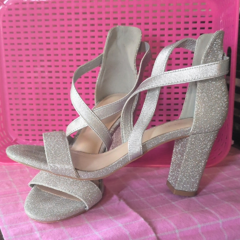 Elegant Silver Strappy Heels